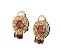 ZFHTJEKNCS Luxury Vintage Shining Rose Red White Zircon Earrings for Women Elegant Exquisite Fashion Classic Wedding Jewelry Accessories