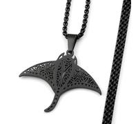 ZFHTJEKNCS Manta Ray Polynesian Totem Chain For Women Men Stainless Steel Silver Color Devil Ray Ethnic Horde Glory Fish Necklace