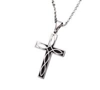 ZFHTJEKNCS Men's Celtic Knot Cross Necklace,Stainless Steel Cross Pendant Necklace,Mean Endless Vitality Never-ending Love Gift