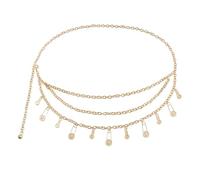 ZFHTJEKNCS Multilayer Tassel Waist Chain Body Chain Belt Women Fashion Sexy Bikini Hip High Geometric Round Pendant Jewelry Accessories