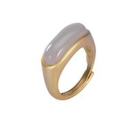 ZFHTJEKNCS Natural Hotan Purple Jade long oval opening adjustable ring Chinese retro Bohemian elegant women's silver