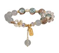 ZFHTJEKNCS Natural Popcorn Crystal Bracelet Women's Korean Style Fresh Style Simple Distinctive Flower Pendant Hand String