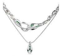 ZFHTJEKNCS necklace for girls of the House double-layer collarbone chain, small group design, eyes closed into the green.