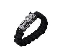 ZFHTJEKNCS Never Fade Rock Viking Wolf Bracelet Men's handmade cord Can Open Wolf Mouth Punk Bracelets Biker