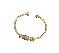 ZFHTJEKNCS New Elegant Gold Color Cuff Bangle Material Cubic Zirconia Adjustable Cuff Bracelet for Women Girls Wedding Party Jewelry