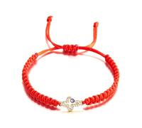 ZFHTJEKNCS New Rhinestone Cross Bracelets Blue Evil Eye Handmade Adjustable Braided Rope Chain Bracelet For Women Fashion Jewelry Gift