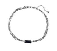ZFHTJEKNCS New Stainless Steel Multi-layer Geometric Sparkling Black Bracelet Necklace Unique Trendy Fashion High-end Couple