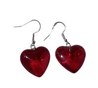 ZFHTJEKNCS New Sweet Cool Harajuku Red Glass Love Heart Earrings for Women Hot Girls Y2k Punk Bowknot Earring Korean Accessories Gifts