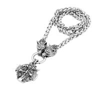 ZFHTJEKNCS Nordic Viking Steel Warrior Necklace with a Dominant Wolf Head, Stainless Steel Men's Pendant, Foreign Trade Batch