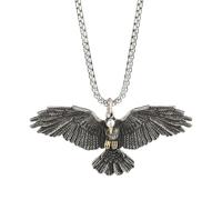 ZFHTJEKNCS Overbearing Eagle Spread Wings for Men's Necklace, Trendy ins Hip Hop Punk Retro Pendant for Hipsters