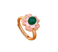 ZFHTJEKNCS Palace style pink flowers classic natural beads rings for women exquisite adjustable wedding