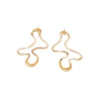 ZFHTJEKNCS Pendientes de metal de geometría hueca irregular minimalista Punk Declaración de color dorado Pendiente de encanto para mujer Joyería de oreja