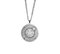ZFHTJEKNCS Pentagram Crescent Necklace Sakura Magic Circle Sun Moon Star Magic Array Good Luck Amulet Stainless Steel
