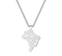 ZFHTJEKNCS Personalized Brazil Map Pendant Brazil Continent Necklace Stainless Stee Brazil Charm Necklace
