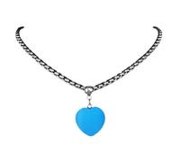 ZFHTJEKNCS Punk Luminous Stone Glowing In The Dark Heart Love Choker Goth Fluorescence Stone Pendant Light In The Night Necklaces