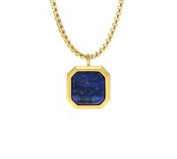 ZFHTJEKNCS Royal Square Shaped Men Necklace, Tiger's Eye Pendant,Lapis Lazuli Pendants.Stainless Steel Roman Pendant Necklaces