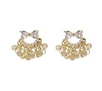 ZFHTJEKNCS S925 silver needle super flash zircon bow pearl earrings, personal luxury advanced sense of sweet temperament earrings.
