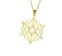 ZFHTJEKNCS Sacred Geometry Necklace， Star Tetrahedron Hexagon Seed of Life Pendant Stainless Steel Spiritual