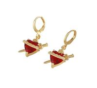 ZFHTJEKNCS Sacred Heart of Cross Drop Earrings Trendy Exquisite For Women Girl Red Cubic 1Pair