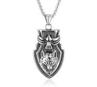 ZFHTJEKNCS Saint Shield Eagle Wolf Head Men's Pendant European and American Retro Titanium Steel Cross-border Classic Shield Wolf Head