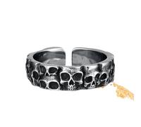 ZFHTJEKNCS Skulls Rings Stainless Steel Men Open Ring Devil Skull Punk Rock Party for Biker Male Boyfriend Gift