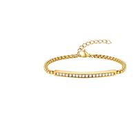 ZFHTJEKNCS Sparkly Cubic Zirconia Bar Stainless Steel Bracelet for Women Men, Valentine's Day Gifts