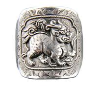 ZFHTJEKNCS Square Divine Beast mens rings Blue Banquet Party Opening Adjustable