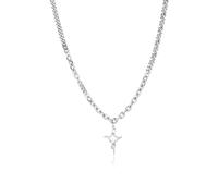 ZFHTJEKNCS Stainless Steel Chain Diamond-Encrusted Starburst Cross Necklace French Collarbone Chain High-End Niche Unisex Couple Accessories
