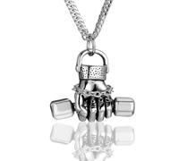 ZFHTJEKNCS Stainless steel European and American weightlifting dumbbell pendant for men; personalized retro titanium steel fist