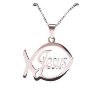 ZFHTJEKNCS Stainless Steel Jesus Christ Male Necklaces Fish Christian Ichthys Fish Pendant Necklaces Women or Men