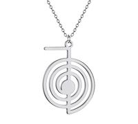 ZFHTJEKNCS Stainless Steel Reiki Cho Ku Rei Necklace Energy Yoga Power Pendant Sacred Geometry Protection Amulet