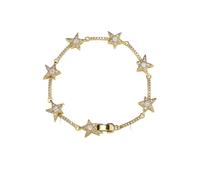 ZFHTJEKNCS Star Shape Bracelet For Women Men Hip Hop Rock Style Gold Color Bling Bling Charm Bangle Hand Gifts