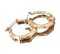 ZFHTJEKNCS Statement Sliver/Gold Color Big Bamboo Circle Hoop Earrings For Women Hip Hop Large Celebrity Basketball Wives Earrings Hoops