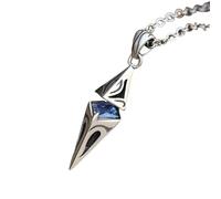 ZFHTJEKNCS Stylish Blue Stone Man Necklaces Stainless Steel Jewelry Cube Pendant Collar Birthday Party Dad Boyfriend Valentine Gifts