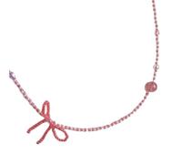 ZFHTJEKNCS Super fairy millet beads string beads bow tie necklace student party fairy style simple necklace female千金 sense minority collar chain.