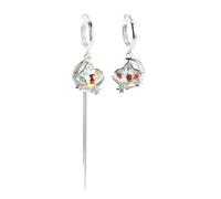 ZFHTJEKNCS Super flash AB color star moon earrings, asymmetric long tassel earrings, sweet and cool style, the same style as the net red.