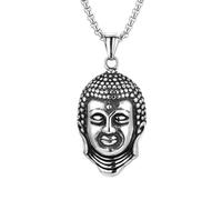 ZFHTJEKNCS SUS304 stainless steel Buddha head pendant necklace for men; The same as the Vietnamese chain style,