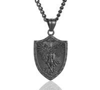 ZFHTJEKNCS Titanium steel sword-wielding warrior angel shield men's necklace European and American stainless steel