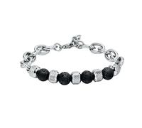 ZFHTJEKNCS Trendy Mens Stainless Steel Bracelet Real Natural Stone Beads Braslet Punk Link Chain Brazalete Gift For Him
