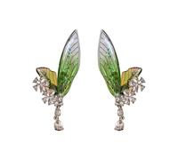 ZFHTJEKNCS Unique Exquisite Wings Ear Clip Shiny Green Elf Ear Clip Simulation Ear Butterfly Earrings Cosplay