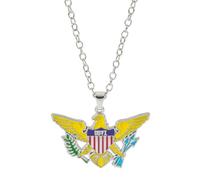 ZFHTJEKNCS US Virgin Islands Emblem Logo Pendant Necklace Hip Hop Style Men's Accessories