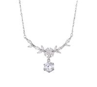ZFHTJEKNCS Versatile Autumn and Winter Floral Wheat Earring Necklace Women's Light Luxury Versatile High-End Minimalist Collarbone Chain Birthday Gift