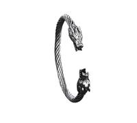 ZFHTJEKNCS Viking Animal Cuff Bangles for Men Punk Wolf Lion Leopard Skeleton Stainless Steel Bracelet Nordic Vintage Male