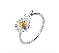 ZFHTJEKNCS Vintage Daisy Flower Rings for Women Korean Style Adjustable Opening Finger Ring Bride Wedding Engagement Statement Jewelry Gif
