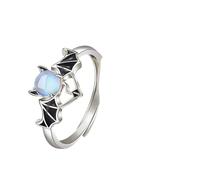 ZFHTJEKNCS Vintage Demon Paired Rings For Couples Men Goth Fashion Moonstone Adjust Ring Wedding Engagement Finger