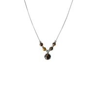 ZFHTJEKNCS Vintage Metal Y2K Fashion Imitation Natural Tiger Eye Stone Pendant Necklace Punk Bohemian Women's Cool Jewelry Gift Accessories