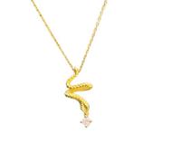 ZFHTJEKNCS Viral Hit Get Rich Little Snake Necklace Women's Ancient Craftsmanship Heavy Work Natal Year Zodiac Tassel Pendant