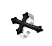 ZFHTJEKNCS Western Gothic Cross shaped Ring for Men Punk Dark Anime Opening Adjustable Black Cross Ring for Women