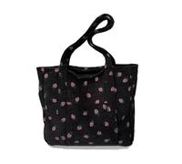 ZFIHAV Beach Bag Beach Bag Corduroy Handbag Strawberries Versatile Shoulder Large Capacity Simple Commuter Women's Tote(Black)