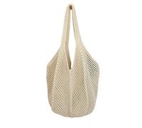 ZFIHAV Beach Bag Beach Bag Women Crochet Tote Mesh Large Capacity Fashion Knitted Shoulder Solid Color Simple Shopping for Travel(Beige)